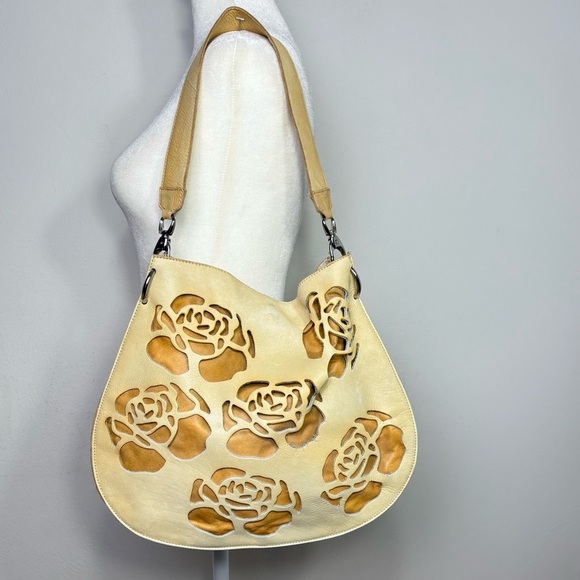 VTG Handmade One of a Kind Artisan Tooled Leather Floral Rose Shoulder Bag Purse - Picture 4 of 16